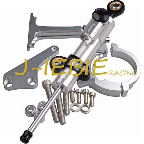 CNC Steering Damper Stabilizer and Silver Bracket Mounting For Kawasaki ER-6N 2006-2008 2007