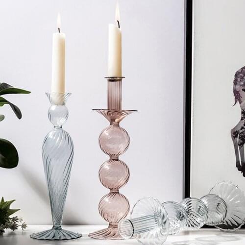 Glass Candle Holder For Wedding Decorations Luxurious Candlestick Candelabros Vintage Candle Stand Candle Holders Props Party