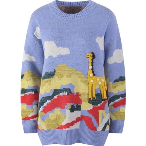 2021 Autumn Winter O-Neck Sweaters Women Pullovers Fashion Knit Tops Loose Jumper Jersey Vintage Long Sleeve Japanese Korean ins