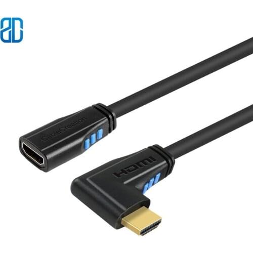HDMI 2.0 Extension Cable, Left Angle 90 Degree Vertical Left 4K(60Hz) HDMI 2.0 Male to Female Cable, Audio Return Channel
