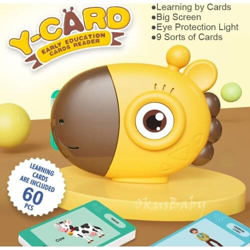 Cartoon Animal Giraffe English Card Reader Childrens Card Learning Machine Toy English Insert Card Point Study Reading Book