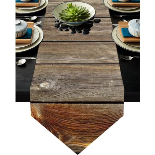 Vintage Wooden Planks Table Runner Country Wedding Decor Cake Tablecloth Placemat Dinning Table Decoration Table Runners