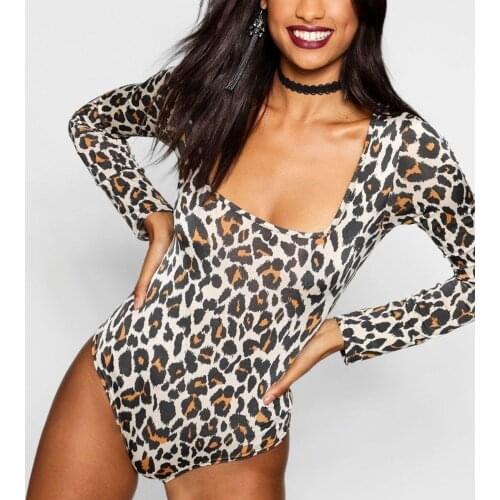 2018 jumpsuits for women body manga larga mujer top sexy jumpsuit clubwear sequin leopard bodysuit skinny plus size bodysuit