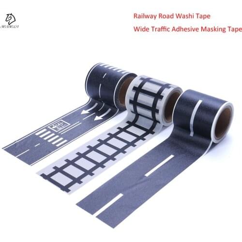1Roll Railway Road Washi Tape 4.8cm*500cm wide creative traffic road Adhesive Masking Tape, road for kids toy car play