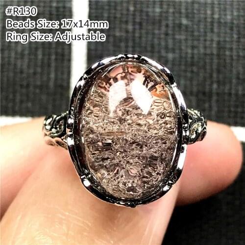 100% Natural Ghost Phantom Quartz Ring Jewelry For Woman Lady Man Gift Crystal Garden Silver Love Gift Adjustable SizeRing AAAAA