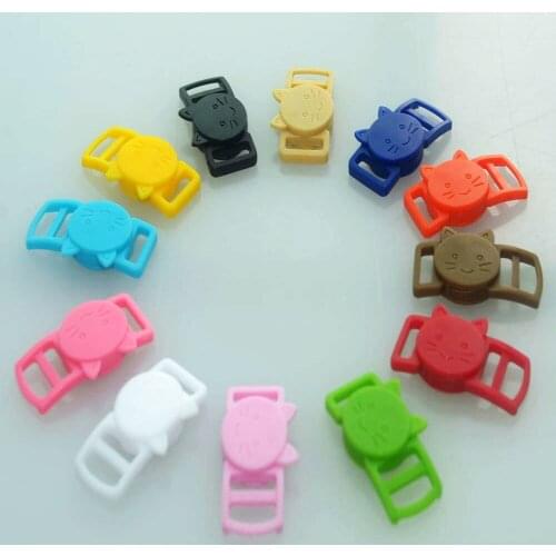 20pcs color Buckles Cat-Head Plastic Safty Breakaway for Cat Collar Apparel Pets Strap 10mm Webbing Outdoor Bag Parts