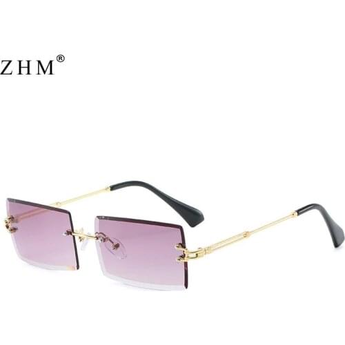 2021 Fashion Retro Sunglasses Rectangle Gradient Sunglasses Ladies Men Shade Sunglasses Metal Rimless Glasses UV400