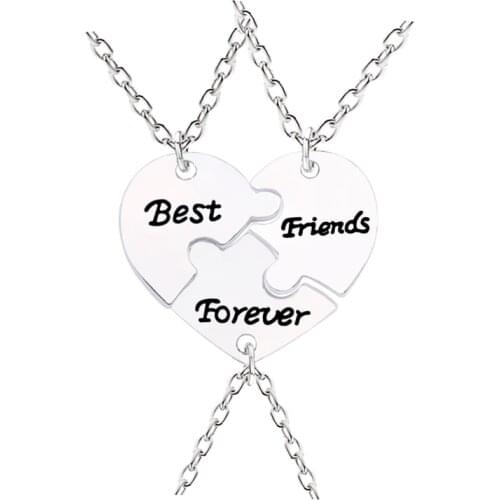 3 Pieces / Set Of Best Friend Necklace For Women Broken Heart Stitching Pendant Necklace Men And Women Friendship BFF Jewelry