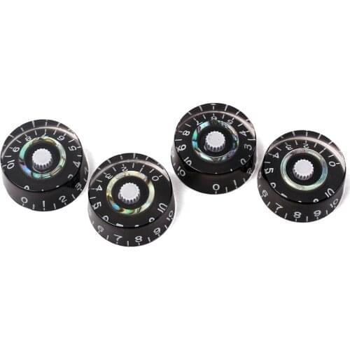 4pcs Black & Shell Design Knobs Stringed Instruments Accessories for Electric Guitar Parts