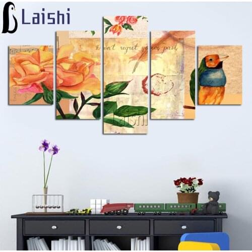 5pcs Full Square&round drill animal Diamond embroidery flower bird Diamond Painting Cross Stitch Rhinestone Mosaic decor gift