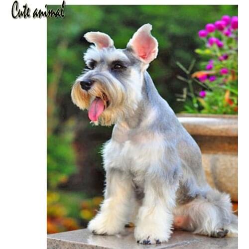 5D Diamond Painting Mini Schnauzer Picture Full Square Drill DIY Diamond Embroidery Mosaic Pet Dog Rhinestone Home Decoration