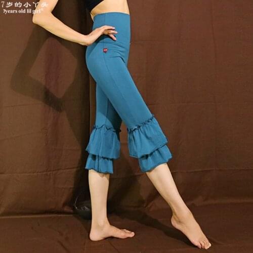 7years Old Lil Girl 2021 Lycra Cotton Tribal Belly Dance Tight Pants Gothic With Flounces Yoga Wear BEE06-10