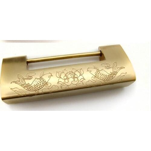 A03 Hardware accessories Chinese antique copper lock cross open padlock lock old small vintage carved ancient copper cross