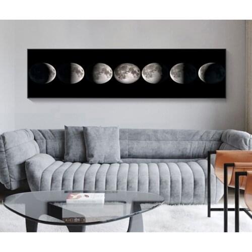 Decoration Abstract Wall Picture for Living Room Moon Phase Canvas Poster Black White Art Print La Lune Long Painting Nordic