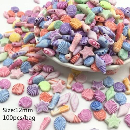 Acrylic Ocean Series beads for Jewelry making Small fish seahorses shell starfish string Bracelet Home decoration DIY Accessory