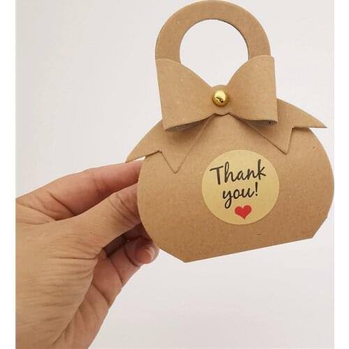 Kraft Paper Portable Sticker Candy Bag Wedding Favor Candy Boxes DIY Paper Box For Baby Shower Birthday Event & Party Supplies