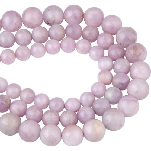 Chanfar High Quality Natural Purple Kunzite Stone Round Beads For Jewelry Making DIY Bracelet Necklace 8 / 10 /12 mm Strand