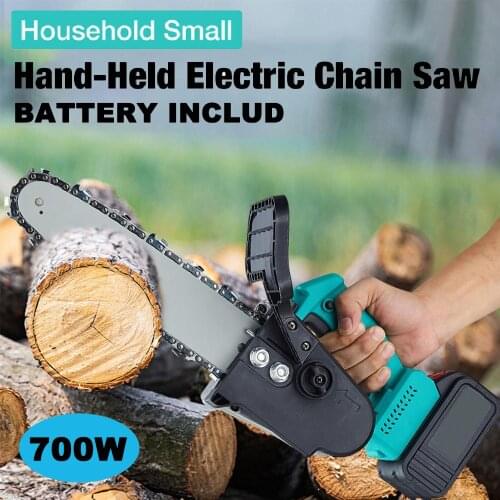 Electric Chain Saw 10inch 700W Wood Cutter Brushless Motor Chainsaw Woodworking Pruning Shears Garden Power Tools With Battery