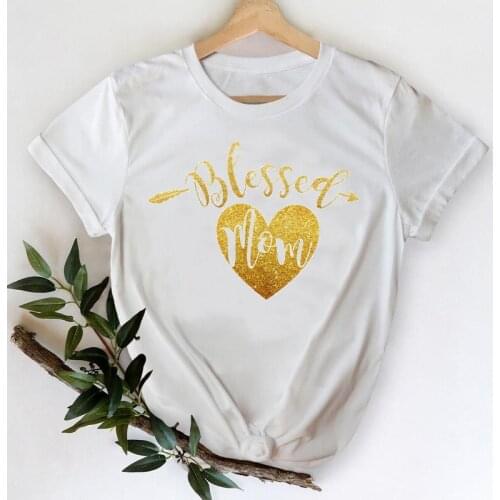 T-shirts Women Heart Lady Print Female Tee T-Shirt Spring Sweet Mama Mom Mother Love Clothes Graphic Tshirt Top