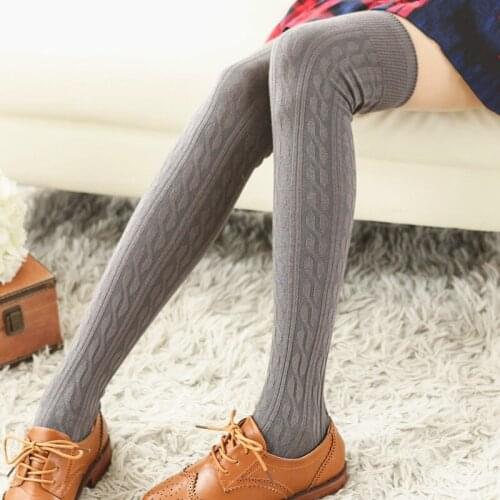 A Pair Long Knee Socks Cotton Women Warmer Over Knee Japan Style Fashion Casual Thigh High Stocking Winter Soft Knitting Socks