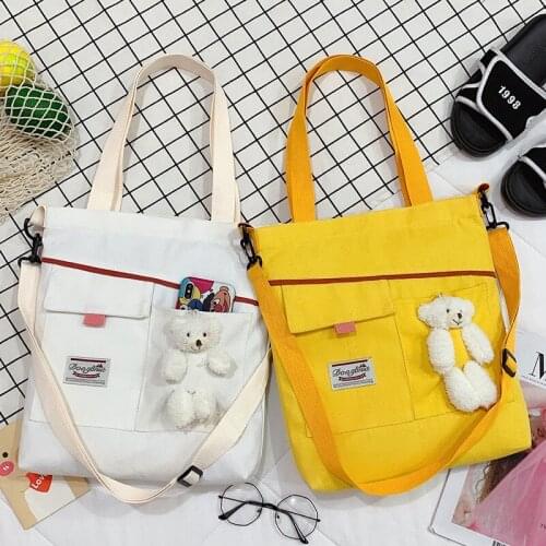 PURFAY Canvas Capacity Women Shoulder Bag Cotton Tote Shopper Bag Eco Reusable Travelling bag Cloth Messenger Bag