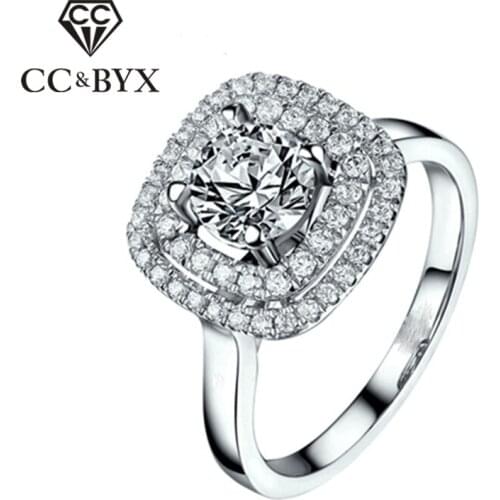 White gold filled midi ring vintage square rings for women CZ luxury jewelry engagement rings wedding bague bijoux CC111