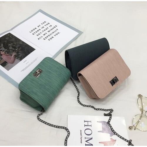 PU Fashion New Women Bags Pure Color Chain Womens Shoulder Bags All-match Lock Messenger Bag Mini Square Bag