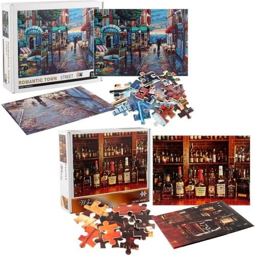 Adult Jigsaw Puzzle Thicken Paper Wine Cellar Whiskey Romantic City Street Jigsaw Puzzle