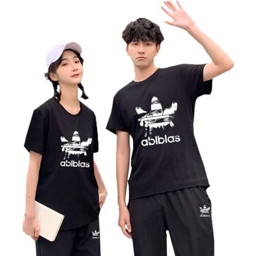 Mens Womens Cotton Short Sleeve T-Shirt Cartoon Character Print High Street Unisex Tee Shirt Fashion Street Costume Jogger Pants