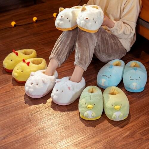 Sumikko Gurashi Stuffed Cartoon Animals Dolls for Girl Plush Slippers Plushie Corner Creatures Toys Woman Home Shoes for Man
