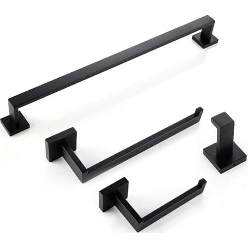 Bathroom Hardware Set Black Robe Hook Towel Rail Bar Rack Bar Shelf Tissue Paper Holder Toothbrush Holder Bathroom Accessories