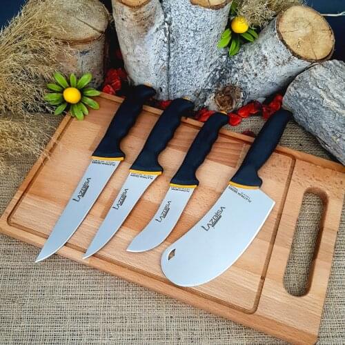 Lazbisa Knife Set Pita Pita Onion Meat Bread Fruit Vegetable Knife Set of 4 Silicone Handle
