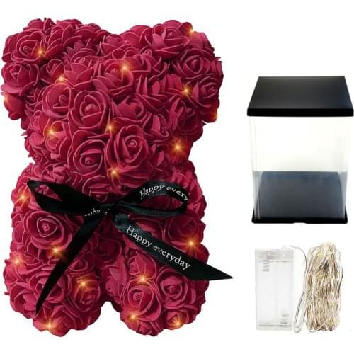 Rose Bear Set Gift For Mothers Day Valentines Day Artificial Floral Red Gifts Creative 18x18x23cm Anniversary And Bridal Showers