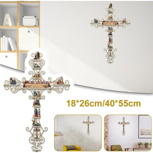 Cross Wall Stickers Home Decor Hanging Cross Faith Love Stickers for Door Wall Glass Tiles Home Decoration Christian DIY Gifts