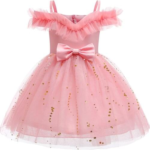 Summer New Suspenders Girls Party Dress Lace Sequins Princess Dress Tutu Dress Ceremony Dresses Childrens Costume