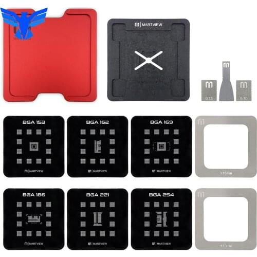 Martviewrb-01 Reballing Stencil Tin Net Full Set For Emmc/emcp/ufs Bga153/162/169/186/221/254 With Fixed Plate And Holder Repair