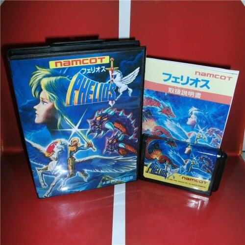Phelios Japan Cover with box and manual For Sega Megadrive Genesis Video Game Console 16 bit MD card