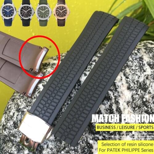 21mm Curved End Metal pins Rubber Silicone Watch Band Fit For Patek PP Philippe AQUANAUT 5167A Black Brown Green Blue Soft Strap