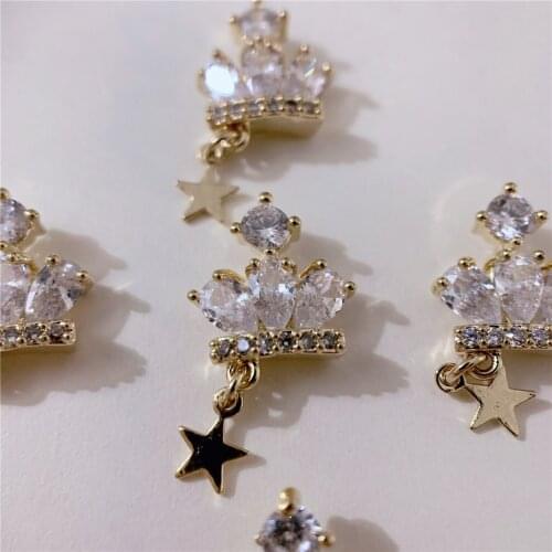 5pcs Luxury TN3768 Crown alloy Zircon Nail Art Crystals Rhinestones decor jewelry supplies nails accessories decorations charms