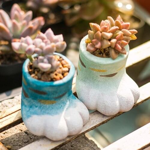 Cute Cat Paw Shape Concrete Flower Pot Silicone Mold Cement Flower Pot Mold Mini Succulents Home Decoration Pot Mold
