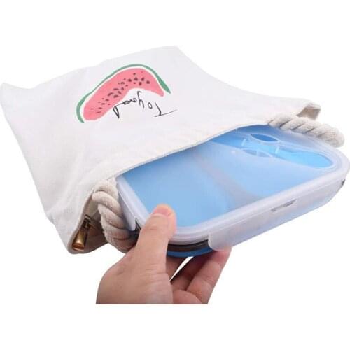 3 Cells Silicone Foldable Lunch Box Portable Bento Box Microwave Oven Fruit Food Storage Container For Students Office Worker