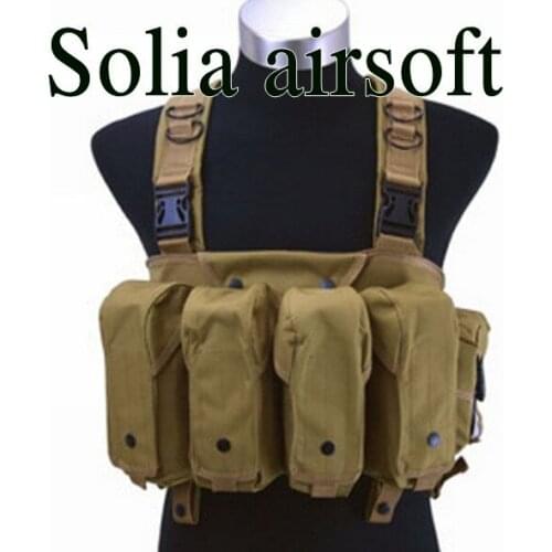 Tactical airsoft vest large capacity magazine AK Rig carrier combat vest Sand