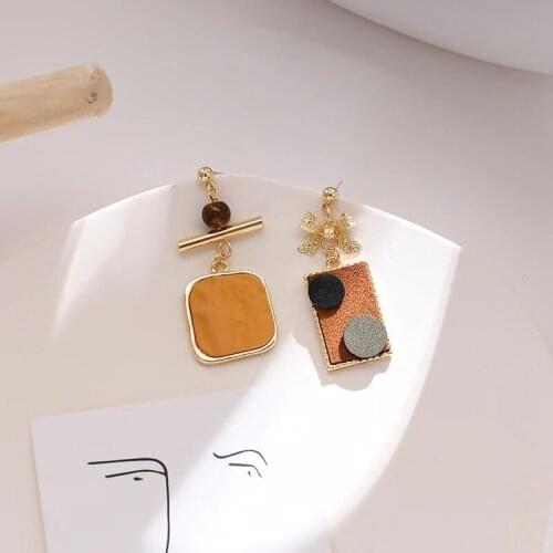 Creative Art Oil Painting Stylish Retro Simple Temperament Earrings Asymmetrical Personality Ear Clips