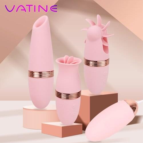 VATINE Nipple Sucker Vibrator Tongue Lick/Suck/jumping eggs Clitoris Stimulator Sex Toys for Women Female Masturbation