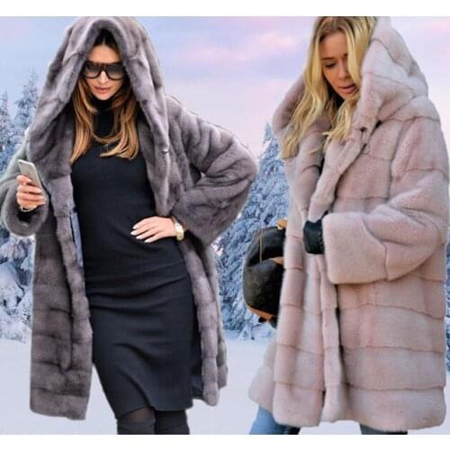 VOLALO Fur Coats With A Hood