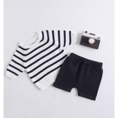 Kniited Baby Clothes Set Cotton Newborn Baby Girls Clothes Autumn Infant Clothes Set Stripe Toddler Clothing Set For Boy Outfits