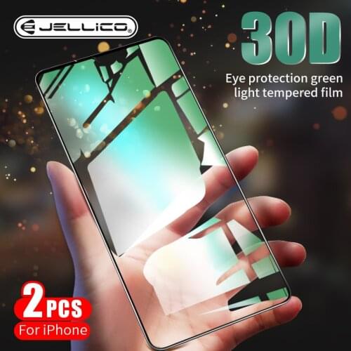 Jellico For iPhone 11 Pro Max Full Screen Protector 0.3mm Eye Protection Green Light Tempered Glass Film For iPhone 7 8 Plus XS