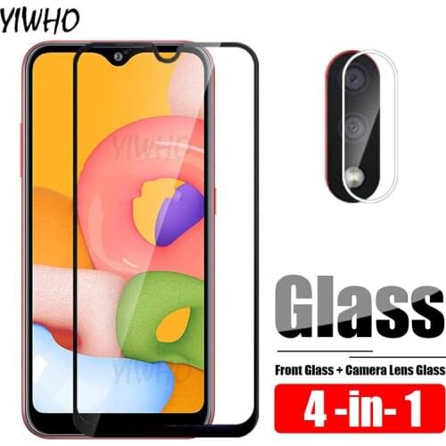 4 in 1 for Samsung A21S Protective Glass On Galaxy A01 A10 A11 A20S A21 A20E A30 A30S A31 A40 A41 Camera Len Screen Protector
