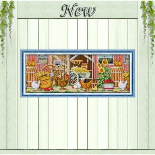 Farmhouse Scenic farm Scenery,Counted print on the canvas DMC 14CT 11CT DIY Cross Stitch Needlework kits all for Embroidery Set