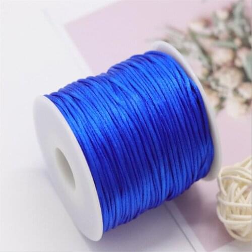 1MM Royal Blue Nylon Chinese Satin Silk Knot Cord Rattail Thread Necklace Macrame String Jewelry Findings Beading Rope #368